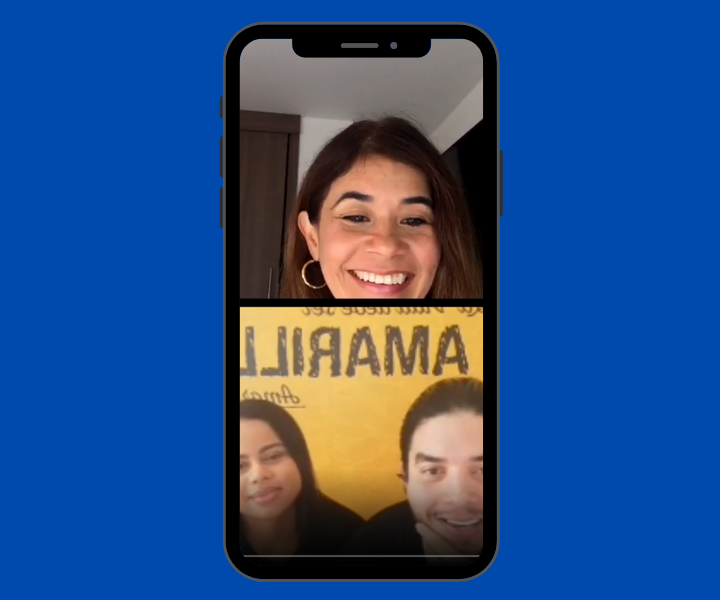 Instagram Live Conversando con nuestra Vicerrectora Dos mujeres y un hombre haciendo una videollamada