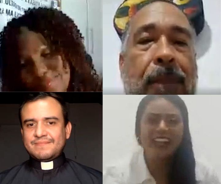 UNIMINUTO hizo un reconocimiento a la tradición por medio del conversatorio: La vida es un Carnaval Cuatro personas reunidas de manera virtual.