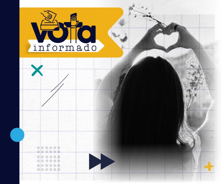 Mujer de espaldas formando un corazón con sus manos En el voto está el cambio que el país está buscando