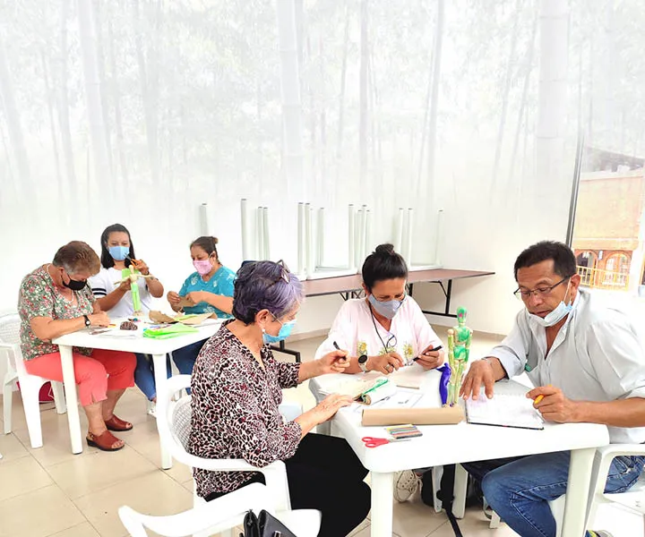 Grupo de trabajo de seis personas en el proyecto CTeI para la Guadua en Cundinamarca 