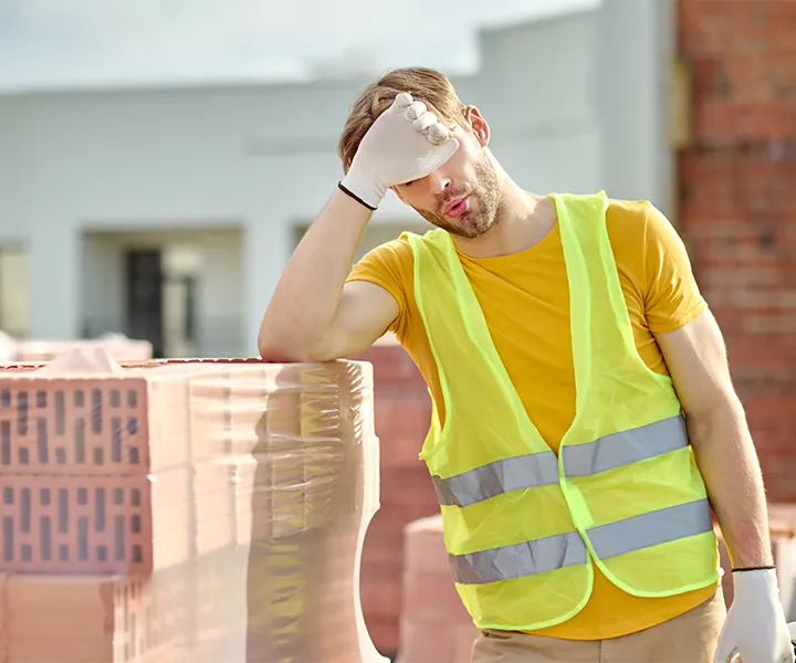 Trabajador de construcción expuesto a una oleada de calor 