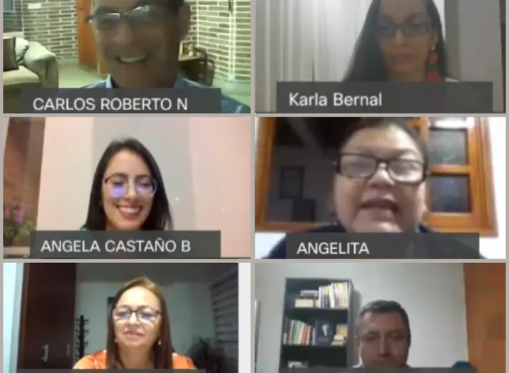 Captura de pantalla del evento virtual de Entrega de becas a estudiantes en el Eje Cafetero