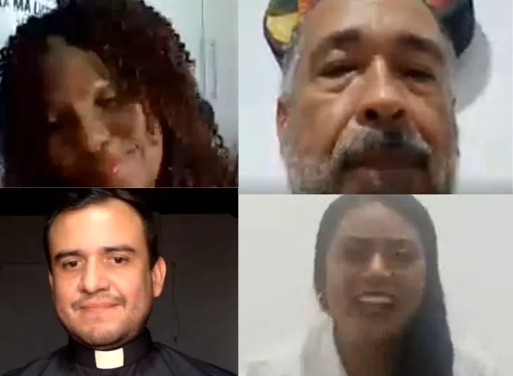 Cuatro personas reunidas de manera virtual.