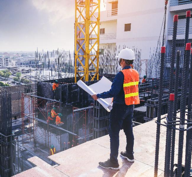 Mujer laborando en una constructora